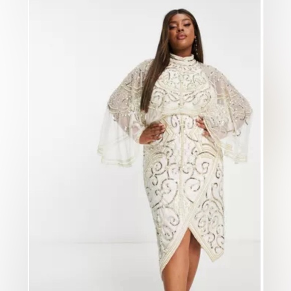ASOS Design Curve Pearl Embellished Midi Dress - Picture 1 of 4